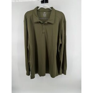 CQR Men's Long Sleeve Polo Shirt Olive Green 2X Large Tall Performance